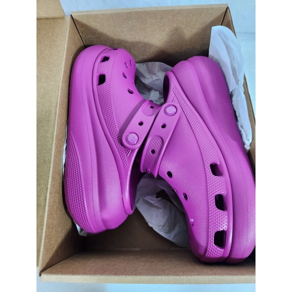 Crocs Classic Crush Women's Size 9 Pink Fuchsia Platform Clog Men's 7 Like New - Picture 6 of 14